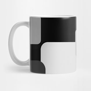 Retro Abstract Dream Space Grey White on Black Mug